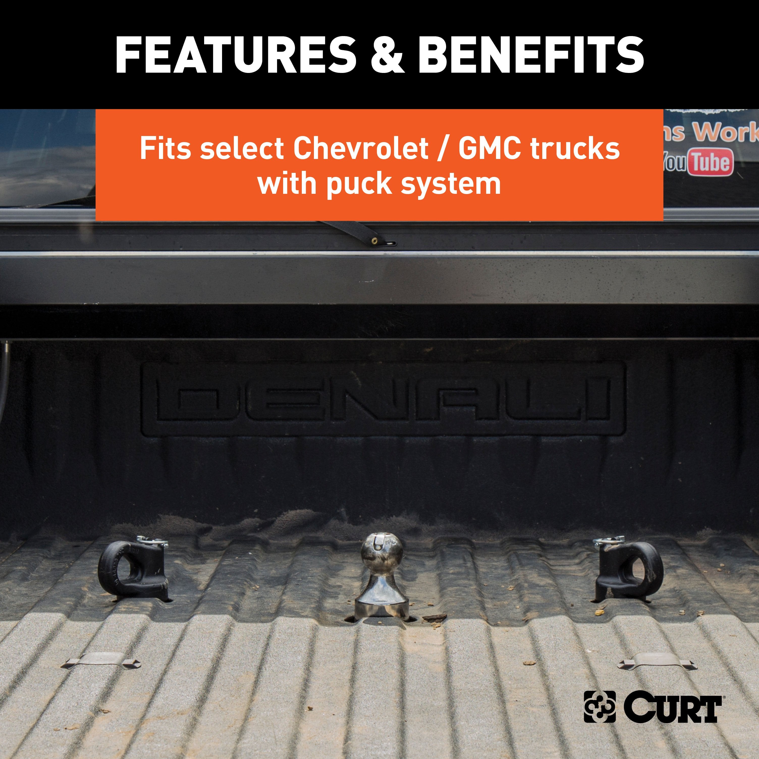 CURT 30K Factory Style 2-5/16-Inch Gooseneck Ball, Fits Select Chevrolet Ford, GMC, Nissan Titan XD, Ram, Puck System Required Model 60629