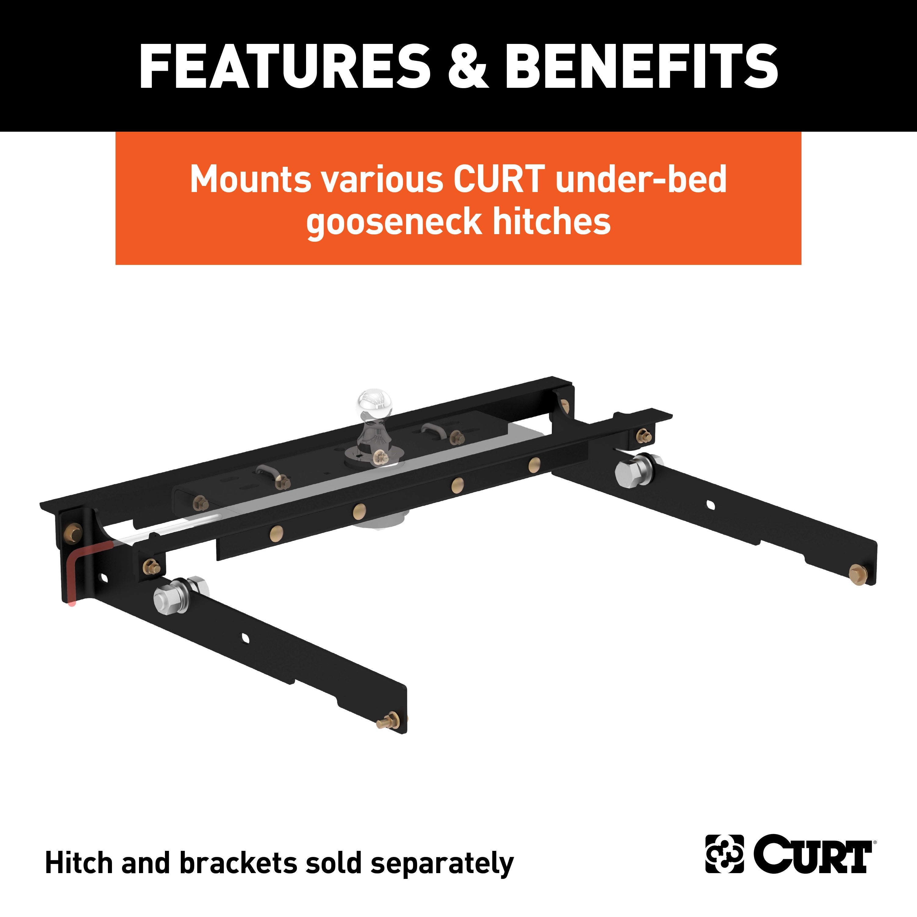 CURT Under-Bed Gooseneck Installation Brackets, Fits Select Ford F-150, F-250, F-350 Model 60636