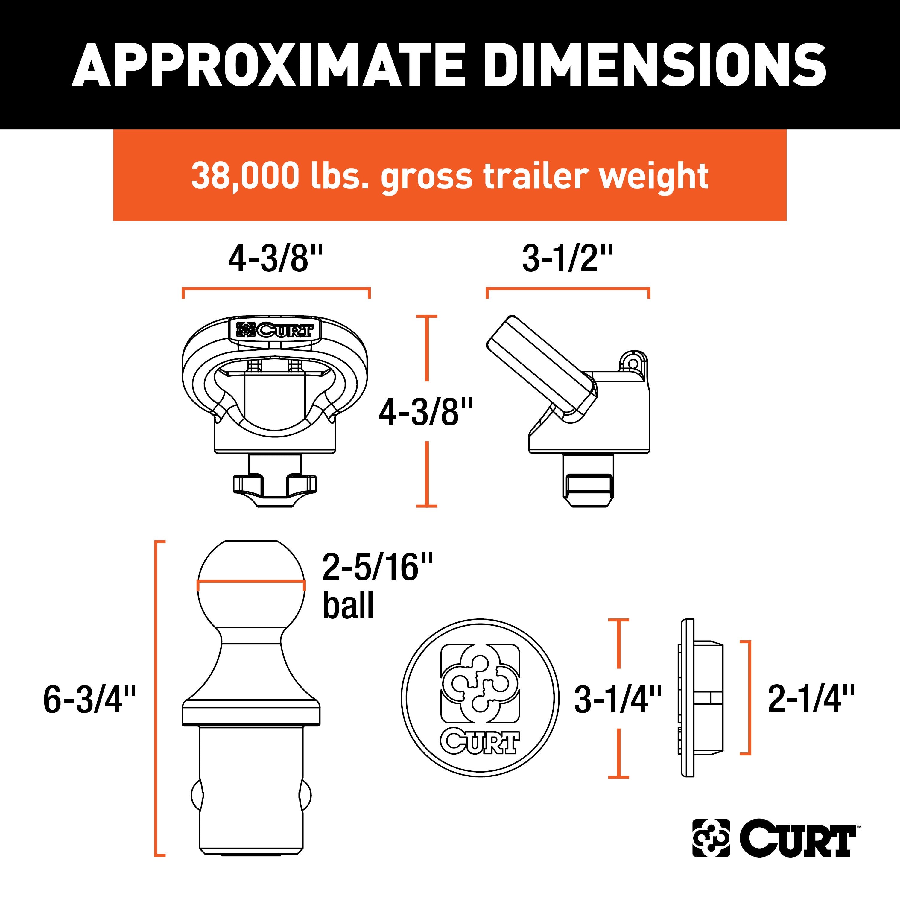 CURT OEM Puck System Gooseneck Hitch, Fits Select Ram Trucks, 38,000 lbs. GTW, 2-5/16-Inch Ball, Pucks Required Model 60638