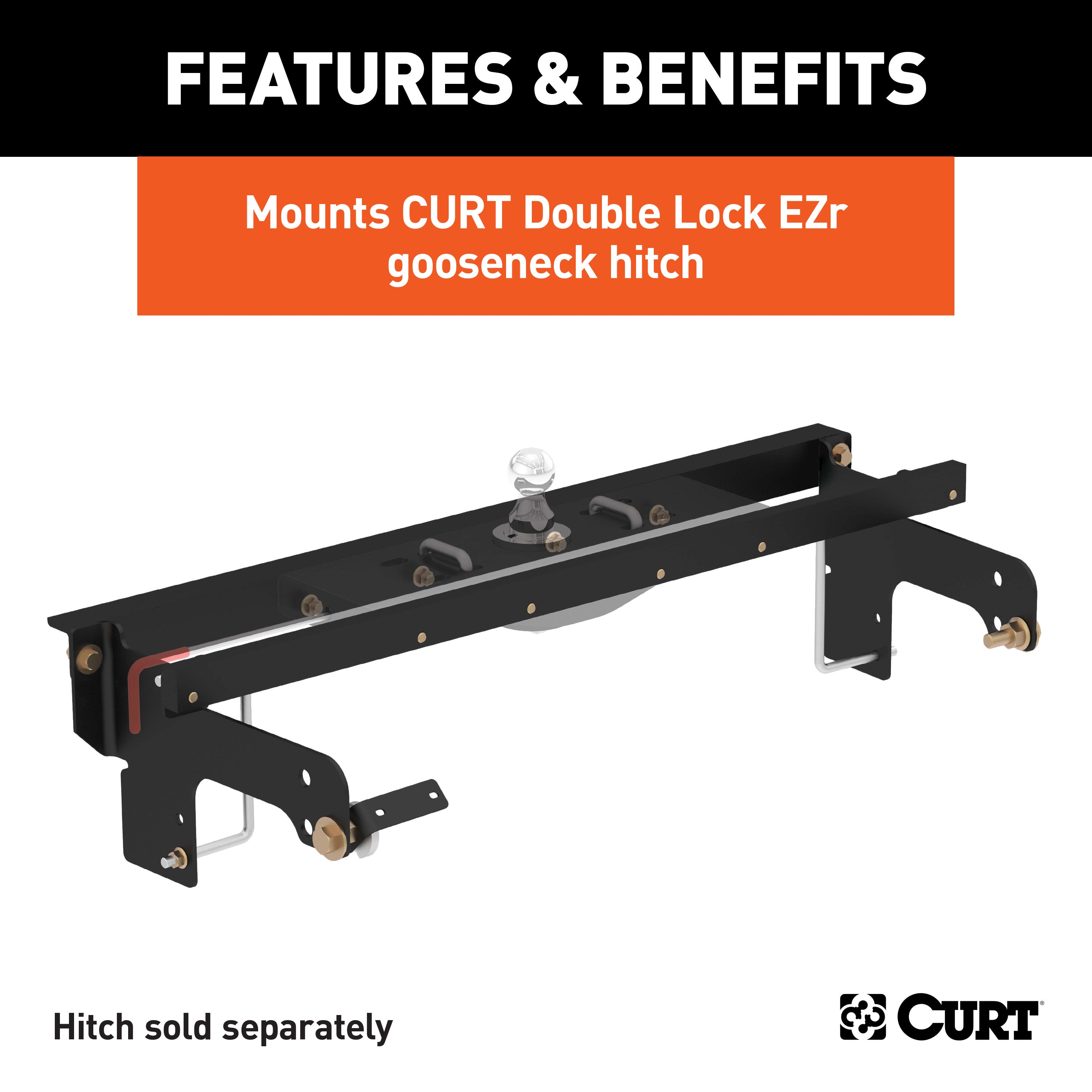 CURT Double Lock EZr Gooseneck Installation Brackets, Fits Select Chevrolet Silverado, GMC Sierra 2500, 3500 HD Model 60648