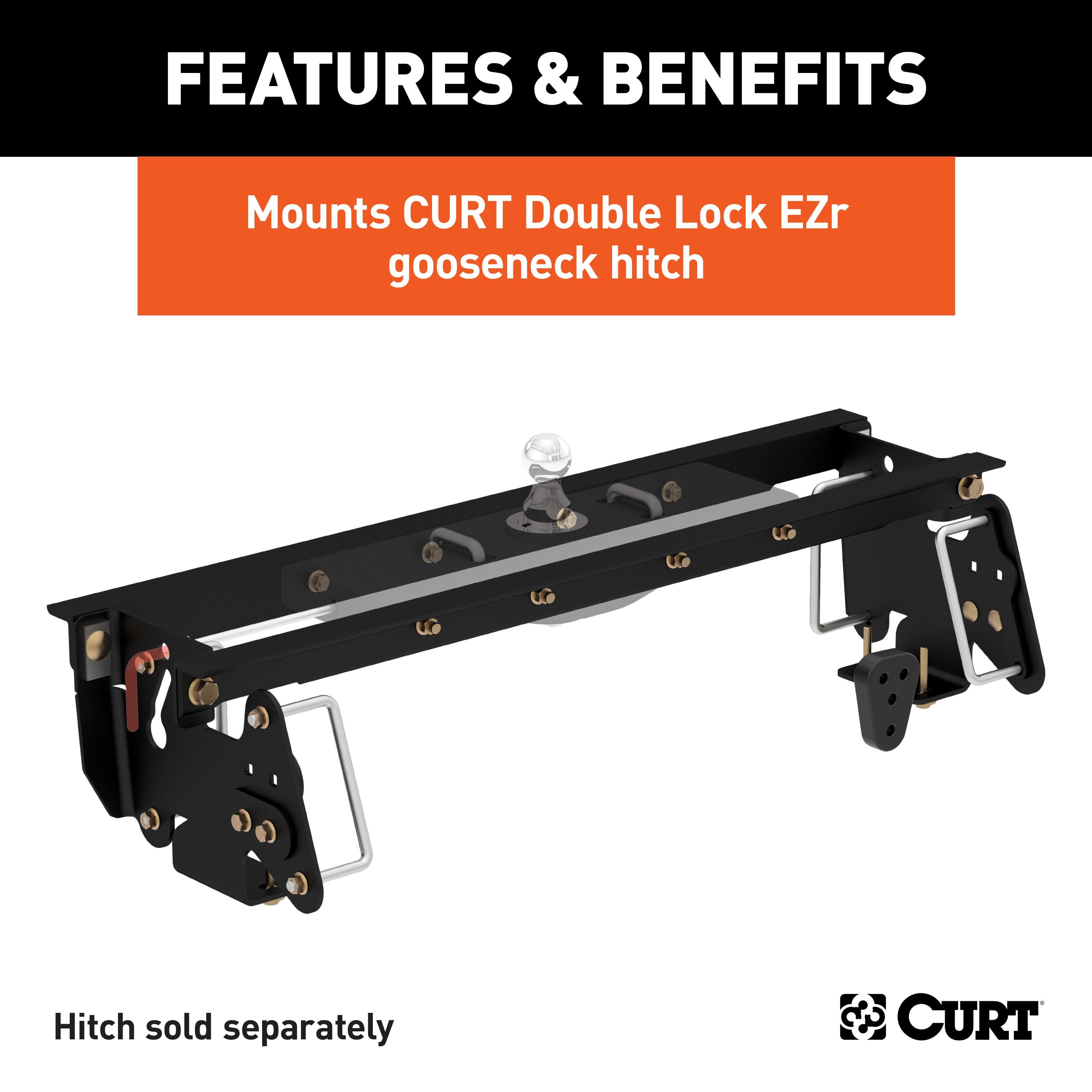 CURT Double Lock EZr Gooseneck Installation Brackets, Fits Select Dodge, Ram 2500, 3500 Model 60660