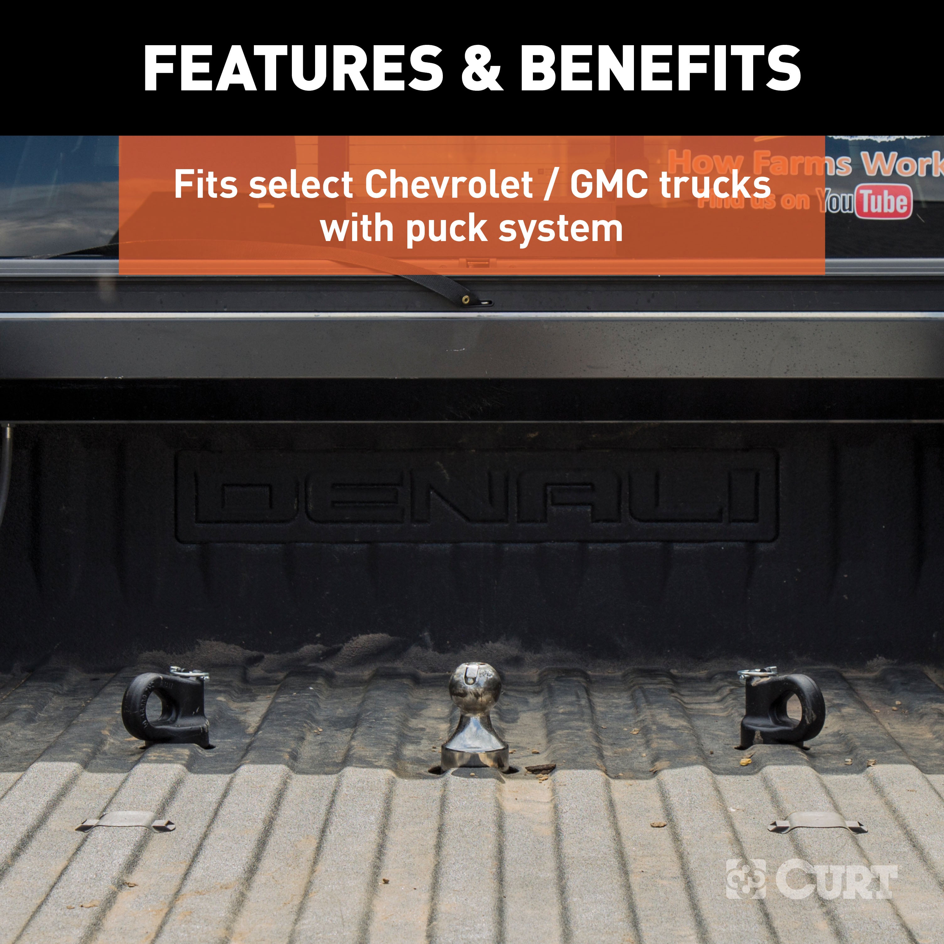 CURT OEM Puck System Gooseneck Safety Chain Anchors, 30K, Fits Select Silverado, Sierra 2500, 3500 HD, F-250, F-350, Nissan Titan XD Model 60691