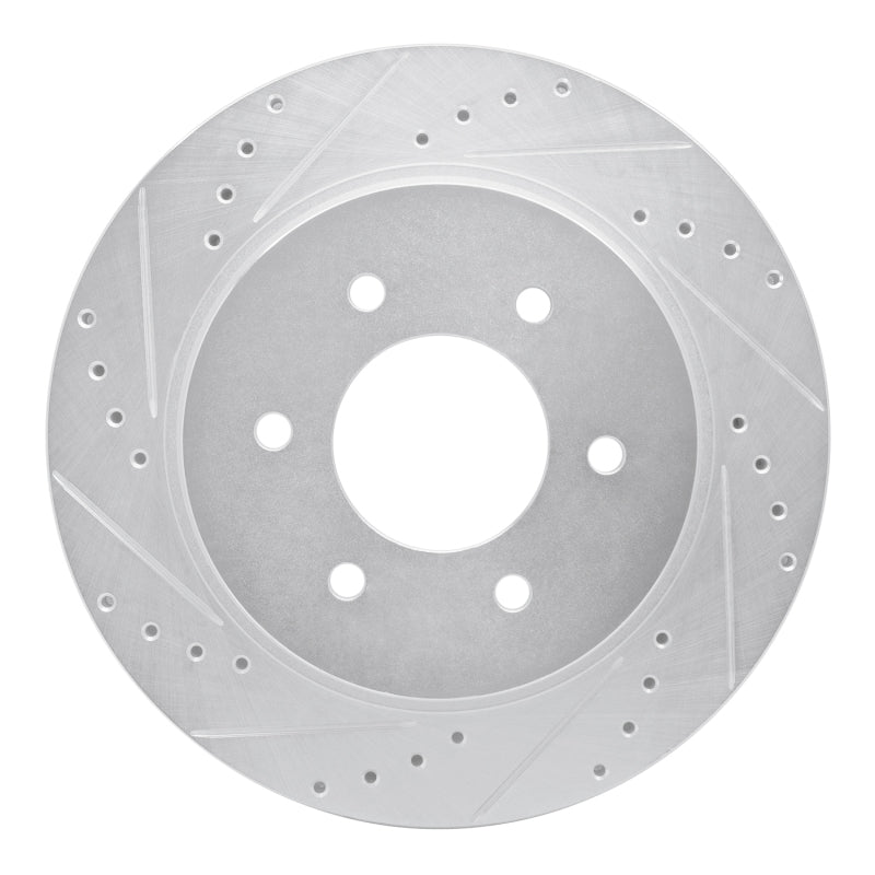R1 16-24 Nissan Titan XD Front Left Drilled & Slotted Silver Brake Rotor