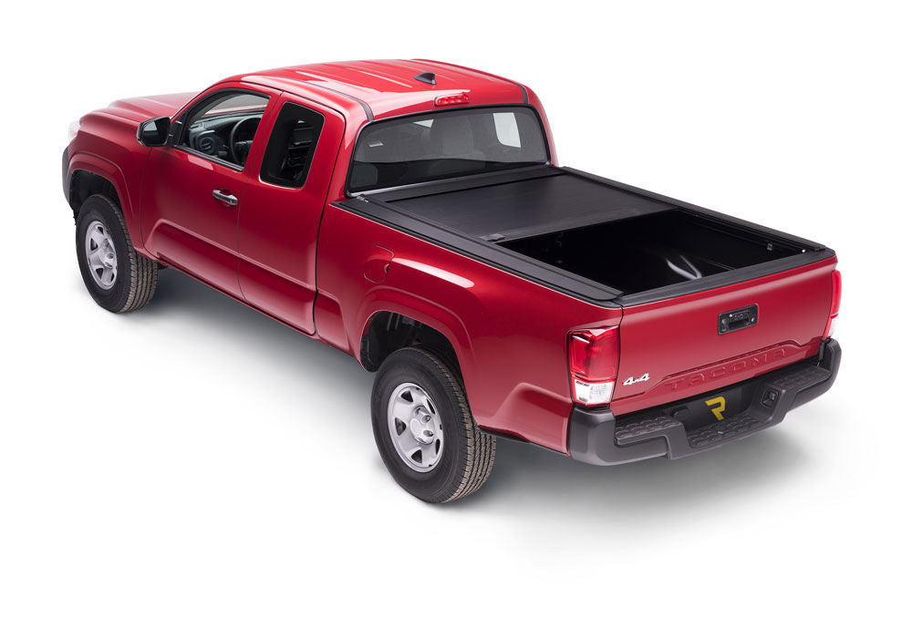 RetraxOne MX Retractable Tonneau Cover Matte One Piece Polycarbonate Finish 2007-2021 Toyota Tundra CrewMax 5' 6 inch Bed with Deck Rail System without Stake Pockets without Trail Special Edition Storage Boxes