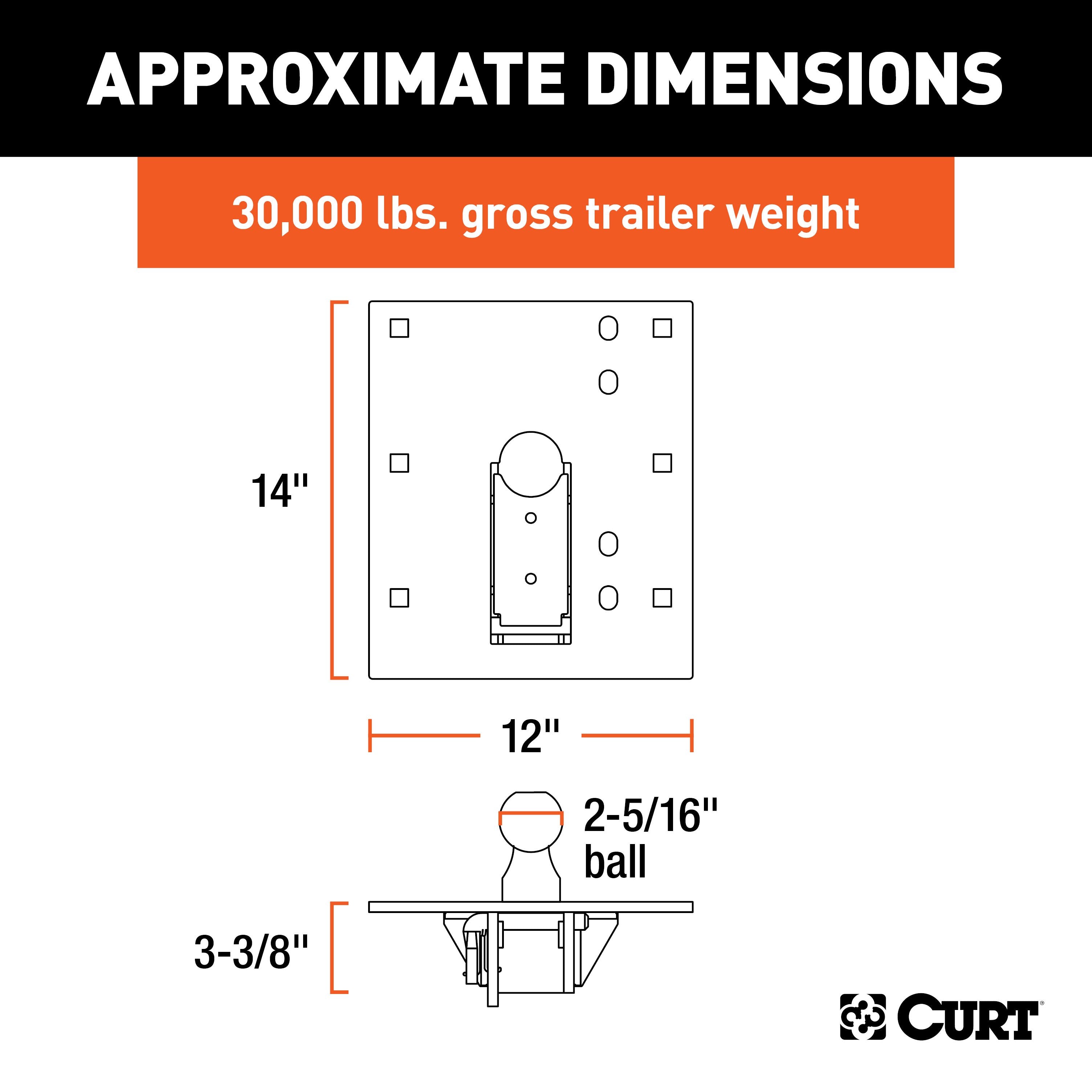 CURT Over-Bed Folding Ball Gooseneck Hitch, 30,000 lbs, 2-5/16-Inch Ball Model 61052