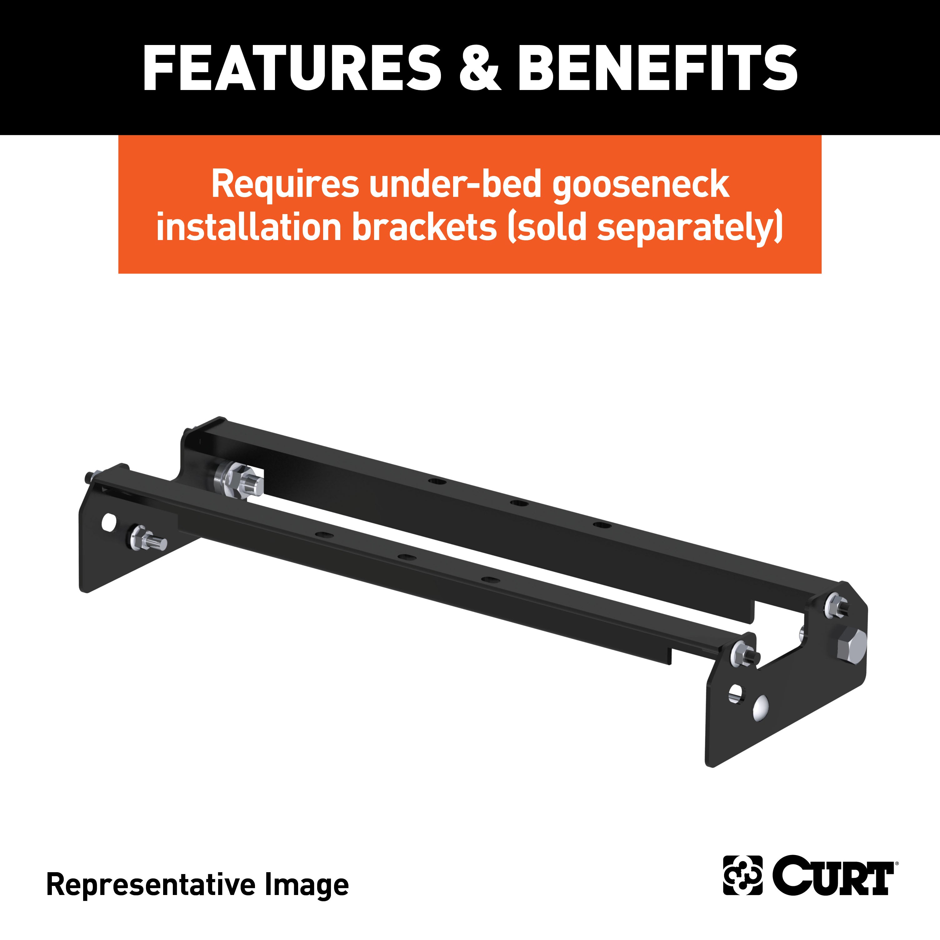 CURT Over-Bed Folding Ball Gooseneck Hitch, 30,000 lbs, 2-5/16-Inch Ball Model 61052