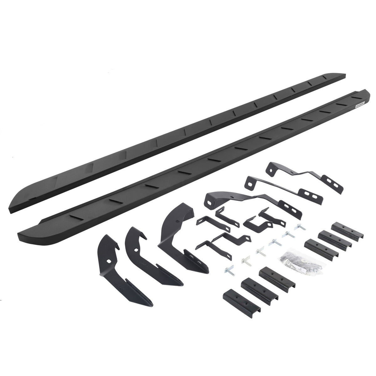 RB10 Slim Line Running Boards 80 Inch With Mounting Brackets Curved Textured Black 2015-2019 Silverado/Sierra 2500 HD Go Rhino