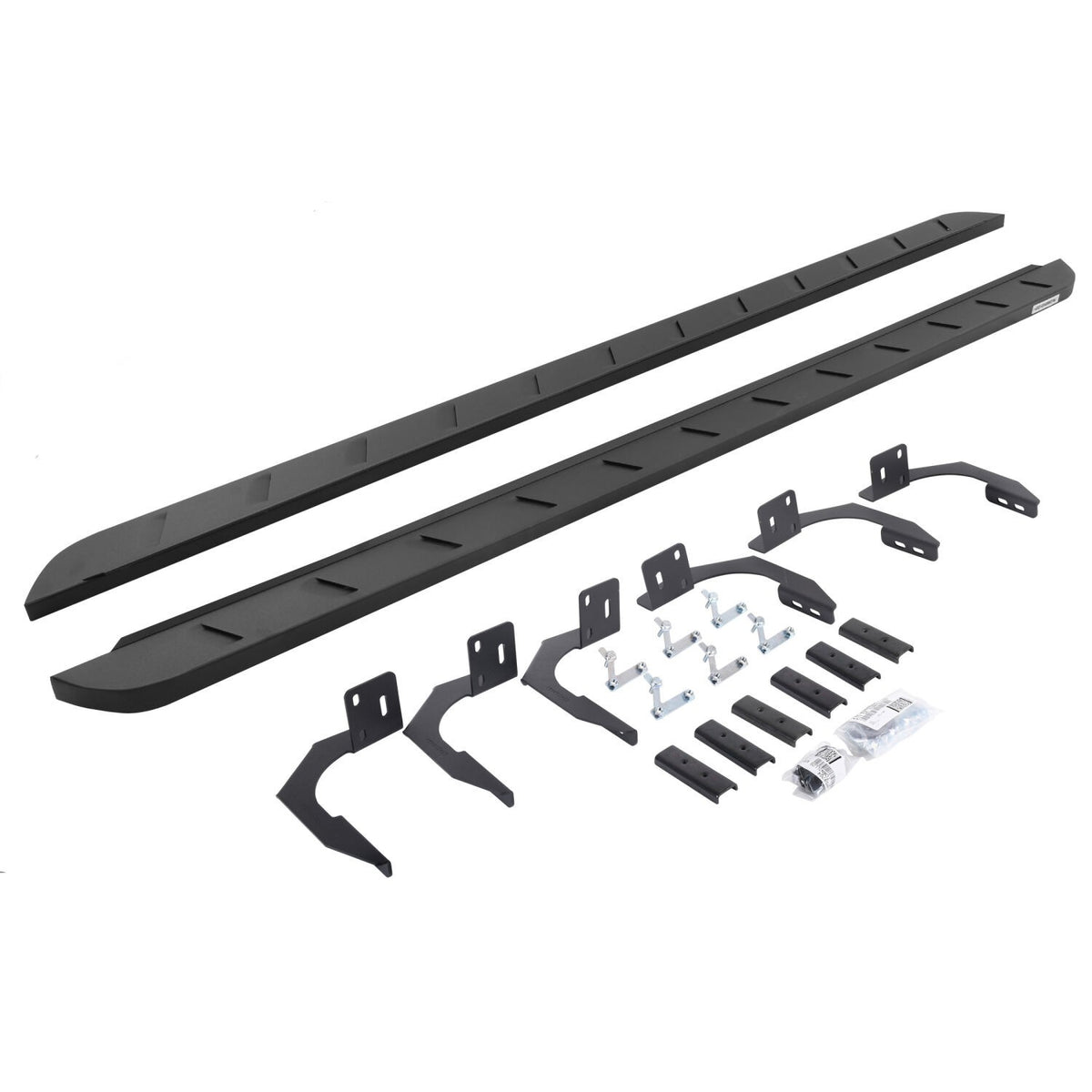 RB10 Slim Line Running Boards With Mounting Brackets Curved Textured Black 2009-2010 Dodge Ram 1500/2500/3500 Go Rhino