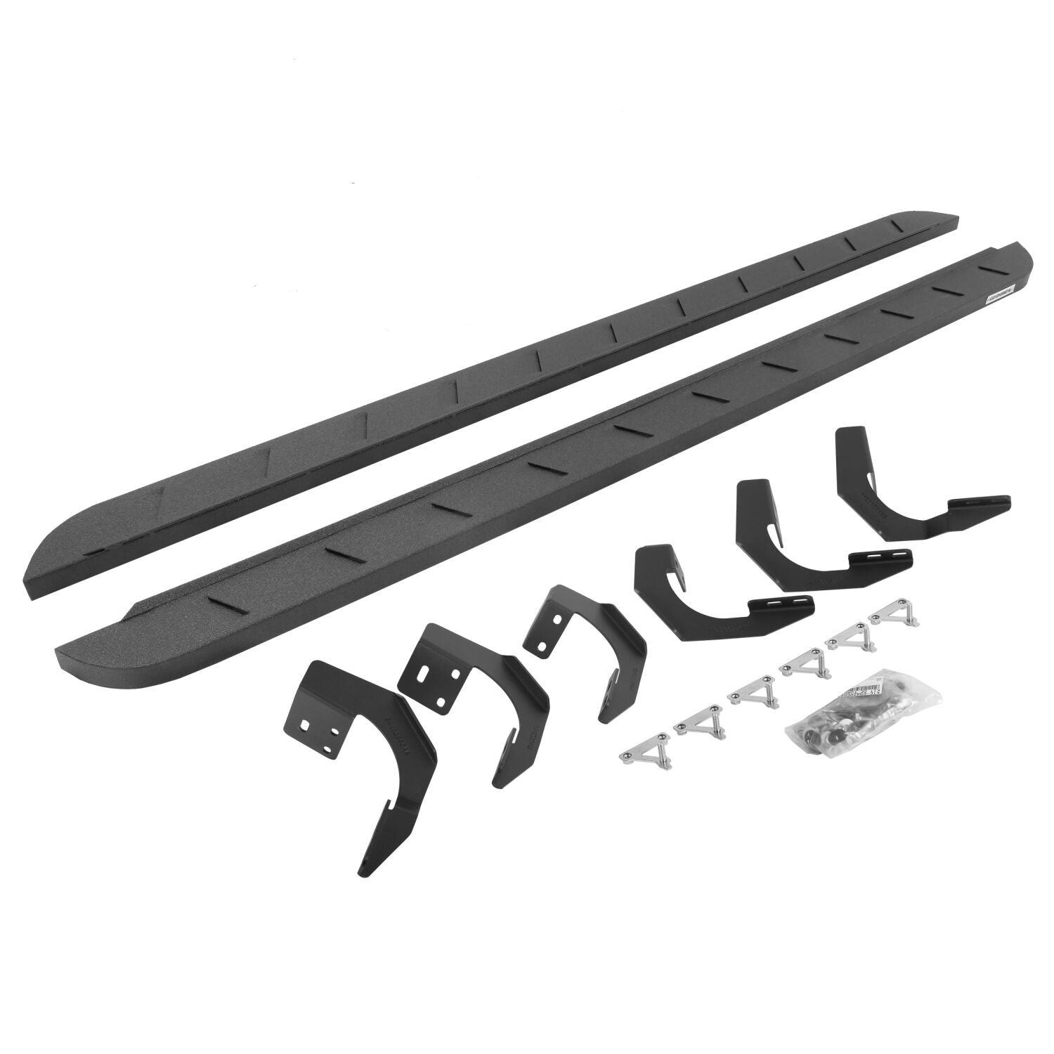 RB10 Slim Line Running Boards With Mounting Brackets Curved Protective Bedliner Coating 2015-2018 Ram 1500 Extended Cab Go Rhino