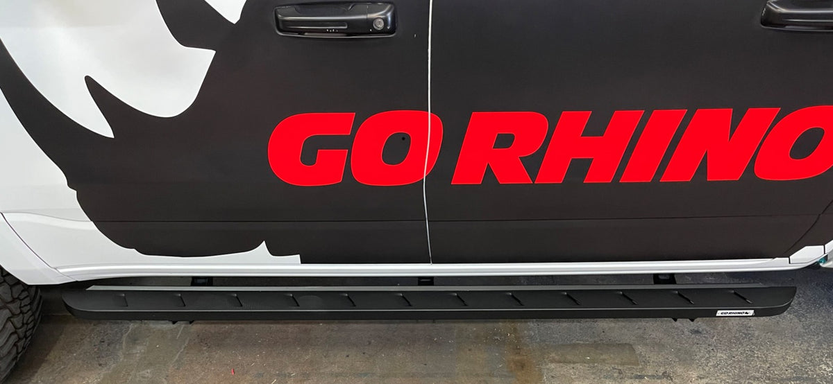 RB10 Slim Line Running Boards With Mounting Brackets Curved Textured Black 2019-2026 Ram 1500 Crew Cab Go Rhino
