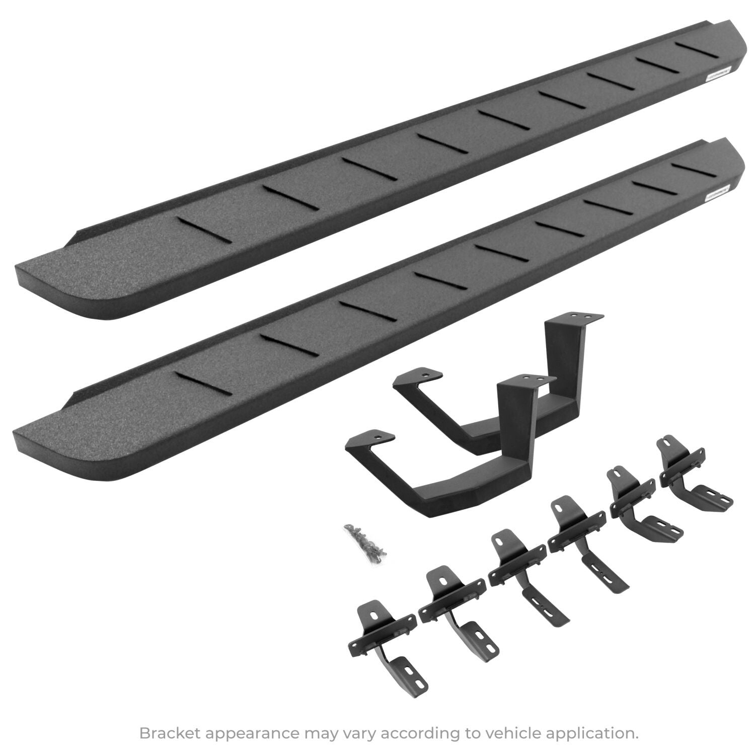 RB10 Running Boards With Mounting Brackets & 1 Pair of Drop Steps Kit Protective Bedliner Coating For 2017-2026 Ford F-250/F-350 Go Rhino