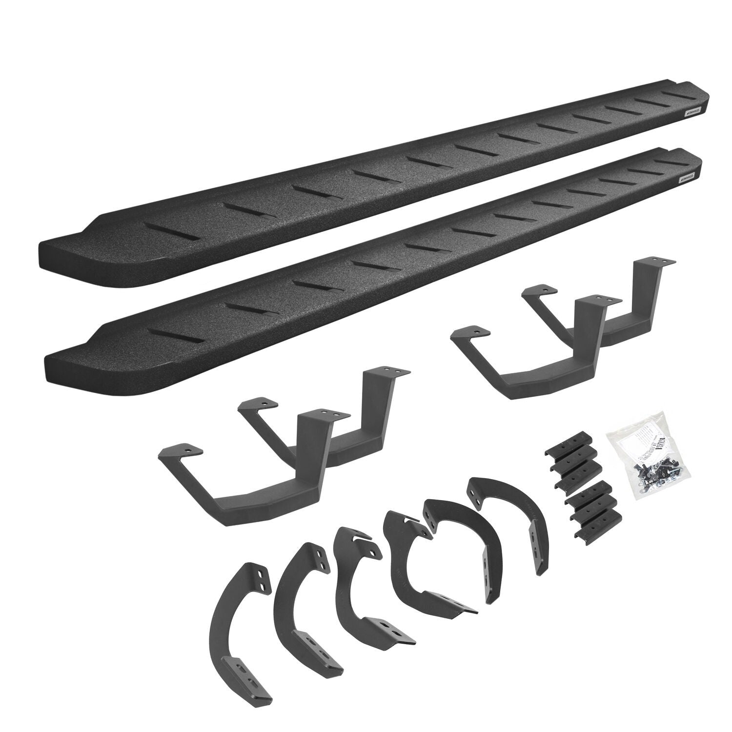 RB10 Running Boards With Mounting Brackets & 2 Pairs of Drop Steps Kit Protective Bedliner Coating 2014-2024 Toyota 4Runner Go Rhino