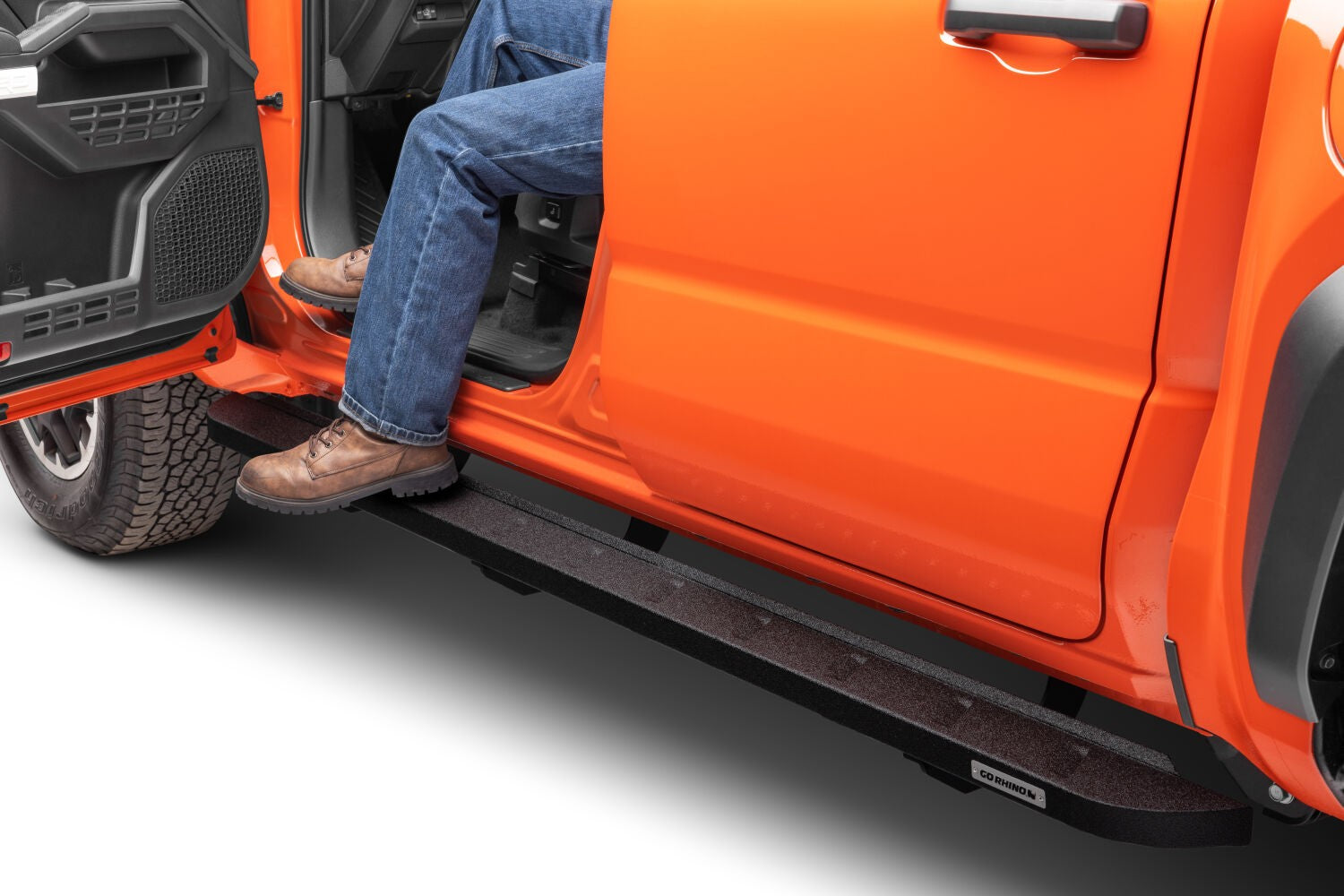 RB10 Slim Line Running Boards W/Brackets Bedliner coating 2024-2026 Toyota Tacoma Go Rhino
