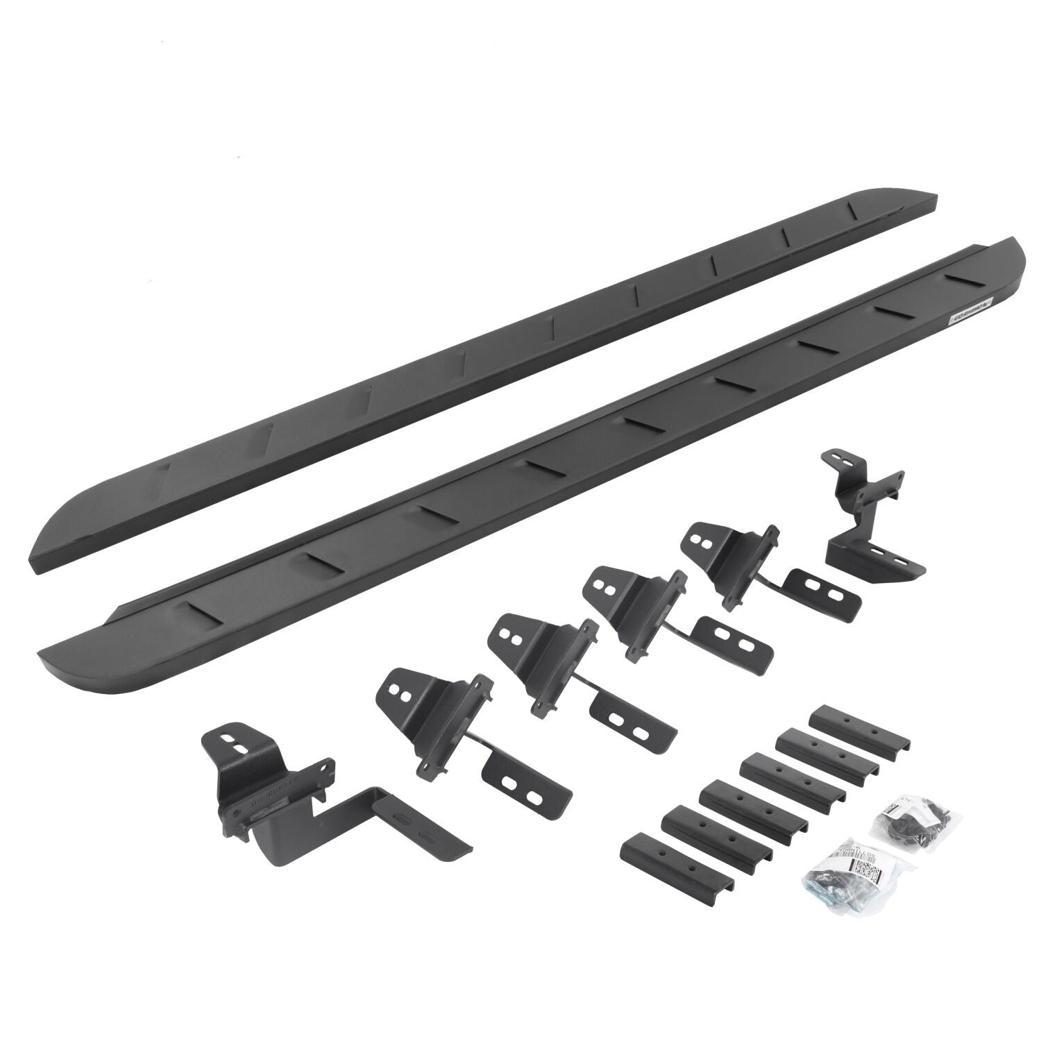 RB10 Slim Line Running Boards With Mounting Brackets Textured Black For 2007-2018 Jeep Wrangler JK 4 Door Go Rhino