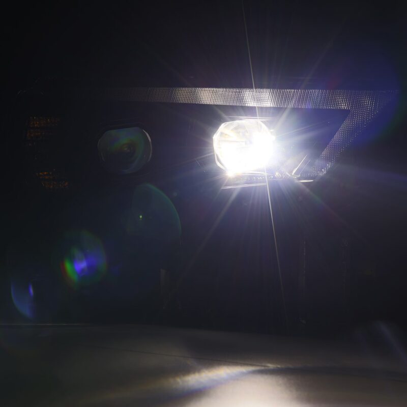 AlphaRex LUXX-Series LED projector headlights for 14-22 Toyota 4Runner, featuring chrome finish, sequential signals, and DRL.
