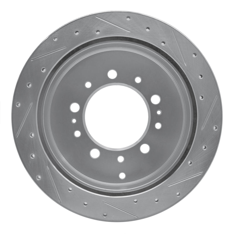 R1 17-21 Toyota Land Cruiser Rear Left Drilled & Slotted Silver Brake Rotor