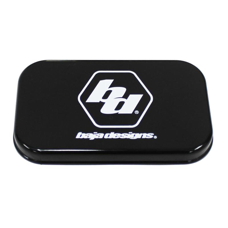 Baja Designs Rock Guard in black for S2 lights, featuring a sleek design and logo for enhanced protection.
