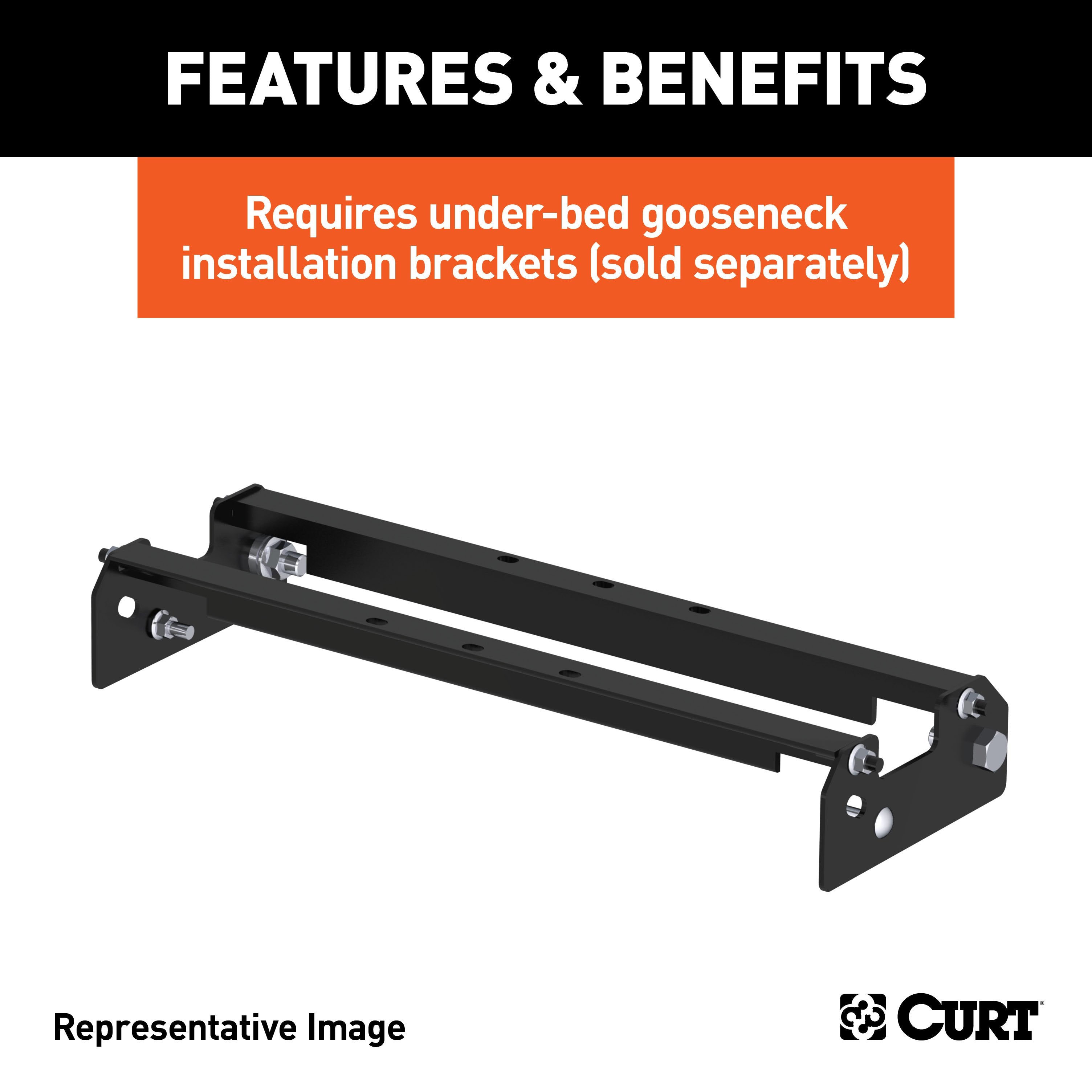 CURT Over-Bed Flat Plate Gooseneck Hitch, 30,000 lbs, 2-5/16-Inch Ball Model 65500