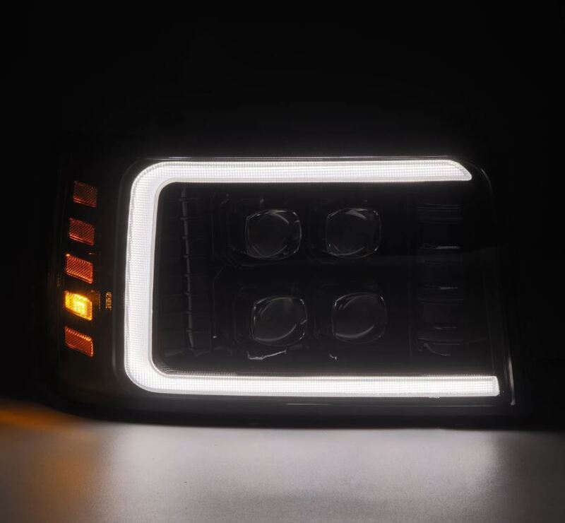 AlphaRex NOVA-Series LED projector headlight for 92-96 Ford F-Series/Bronco with active light and daytime running lights.