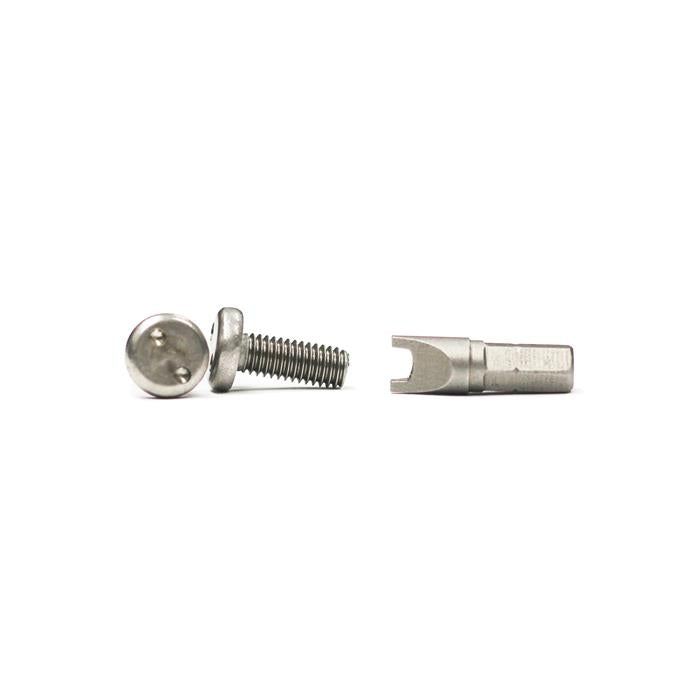 Baja Designs S2/Squadron security hardware kit featuring stainless steel bolts and a specialized tool for installation.