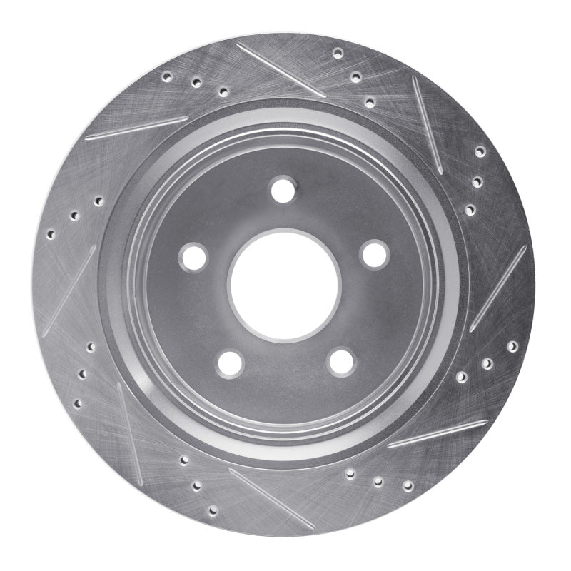 R1 02-24 Chrysler ASPEN Rear Left Drilled & Slotted Silver Brake Rotor