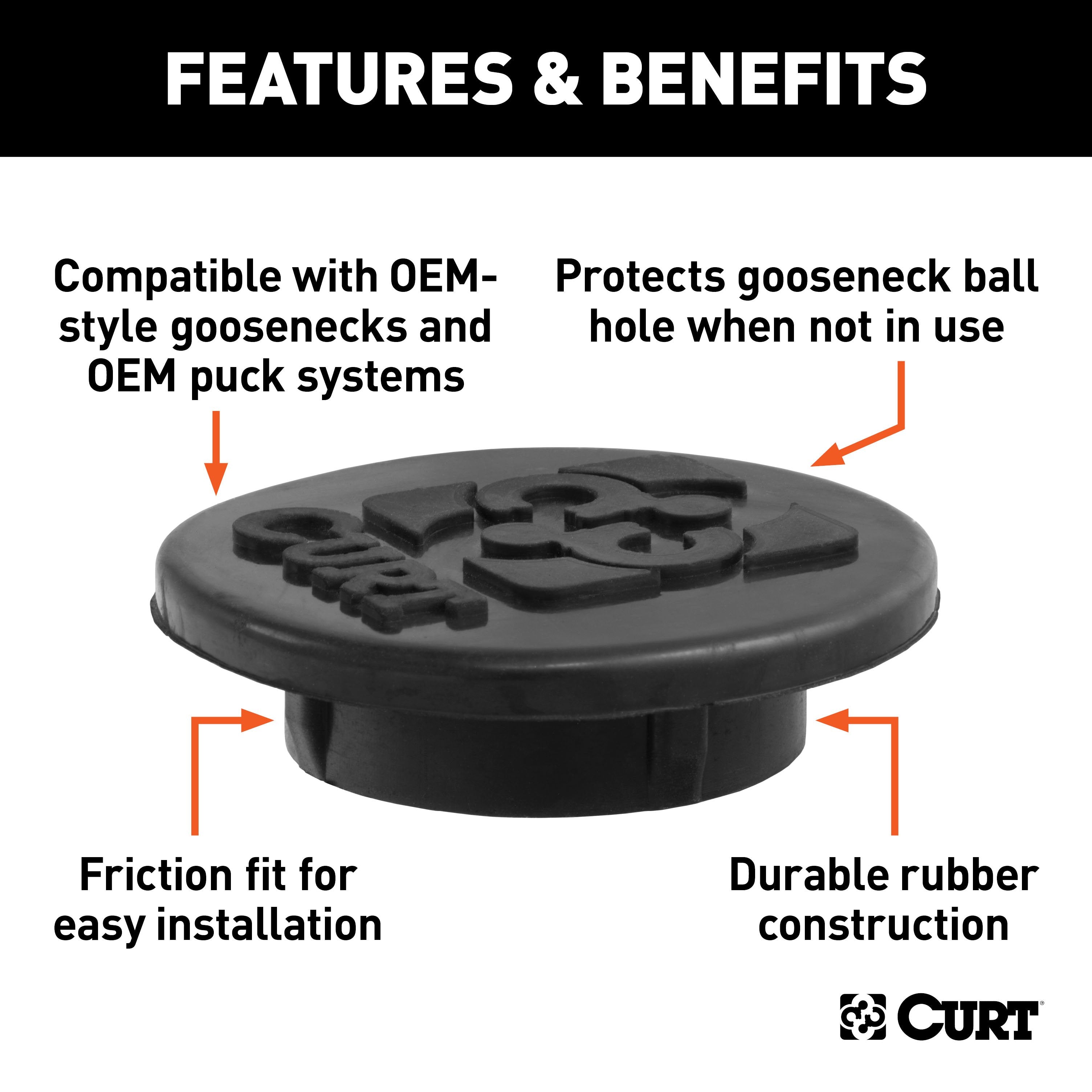 CURT Replacement Black Rubber Gooseneck Hitch Cover Model 66155