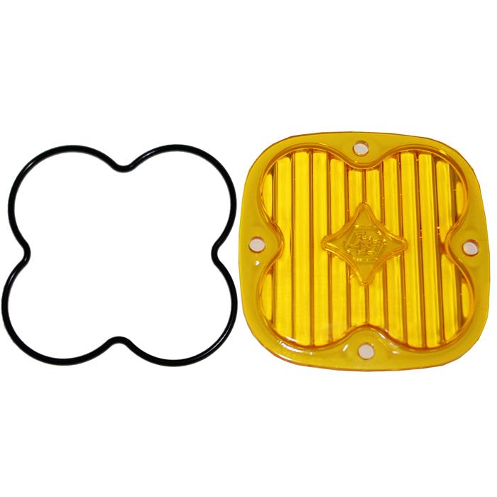 Amber wide cornering lens kit for Baja Designs Squadron Pro and Sport lights, includes lens and rubber gasket.