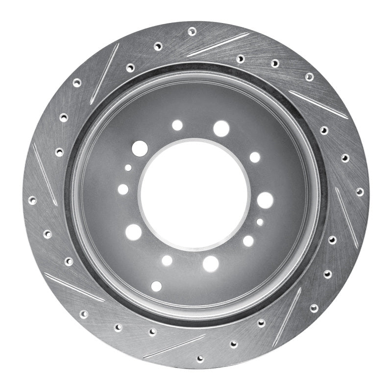 R1 17-21 Toyota Land Cruiser Rear Right Drilled & Slotted Silver Brake Rotor