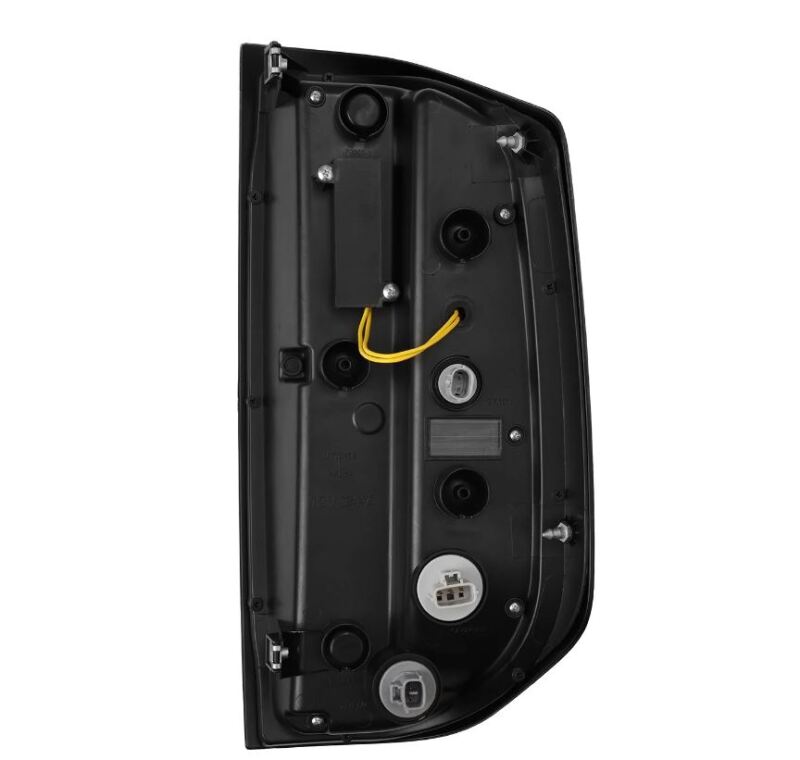 AlphaRex Nova-Series LED tail lights for 14-21 Toyota Tundra in black, showcasing the rear view and wiring connections.
