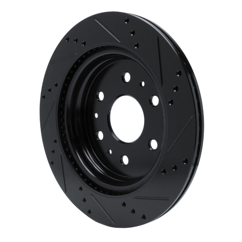 R1 19-25 Cadillac Escalade Rear Left Drilled & Slotted Black Brake Rotor