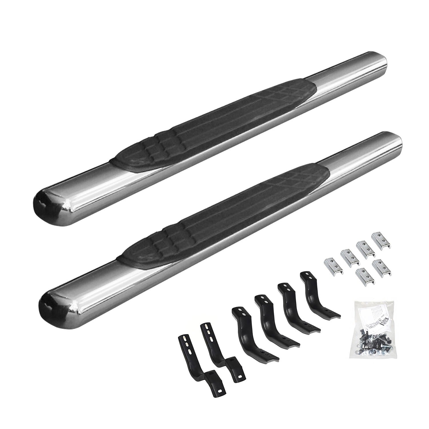 4 Inch OE Xtreme SideSteps With Mounting Bracket Kit Polished Stainless Steel 2007-2017 Toyota Tundra Go Rhino