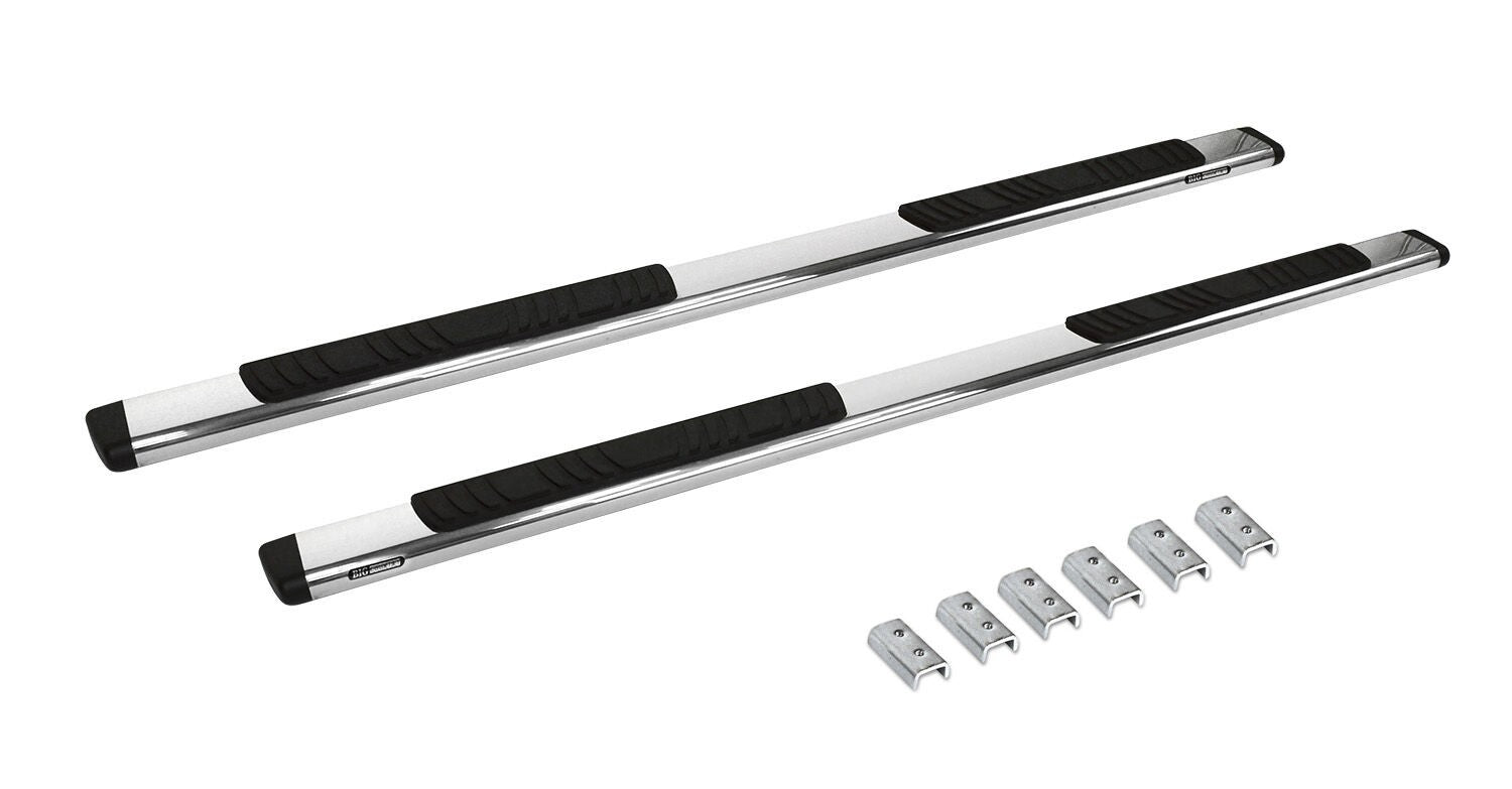 5 Inch OE Xtreme Low Profile Side Steps with Mounting Brackets Kit Polished Stainless Steel 2007-2013 Silverado/Sierra 1500 Go Rhino
