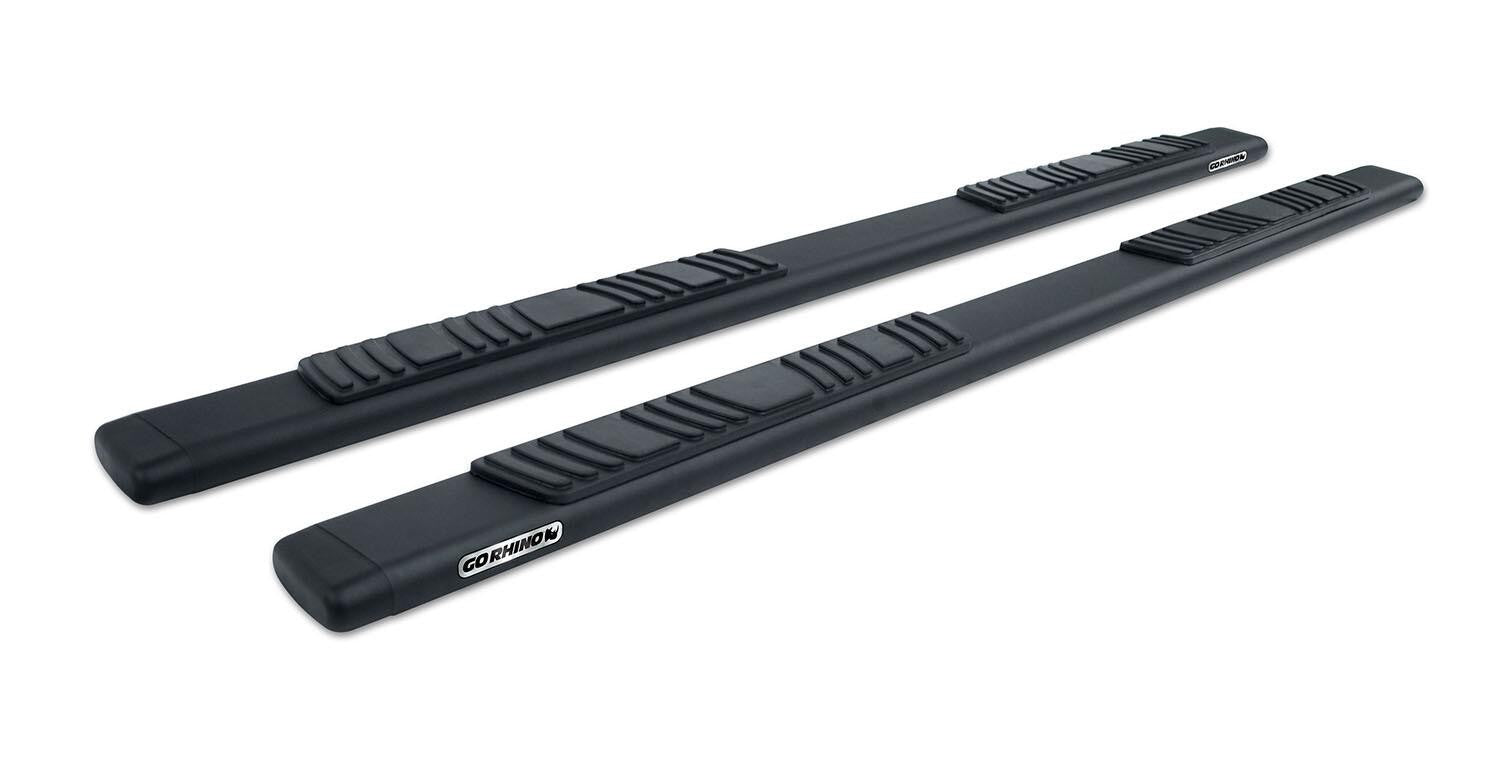 5 Inch OE Xtreme Low Profile SideSteps With Mounting Bracket Kit Textured Black 2004-2015 Nissan TITAN Extended Cab Go Rhino