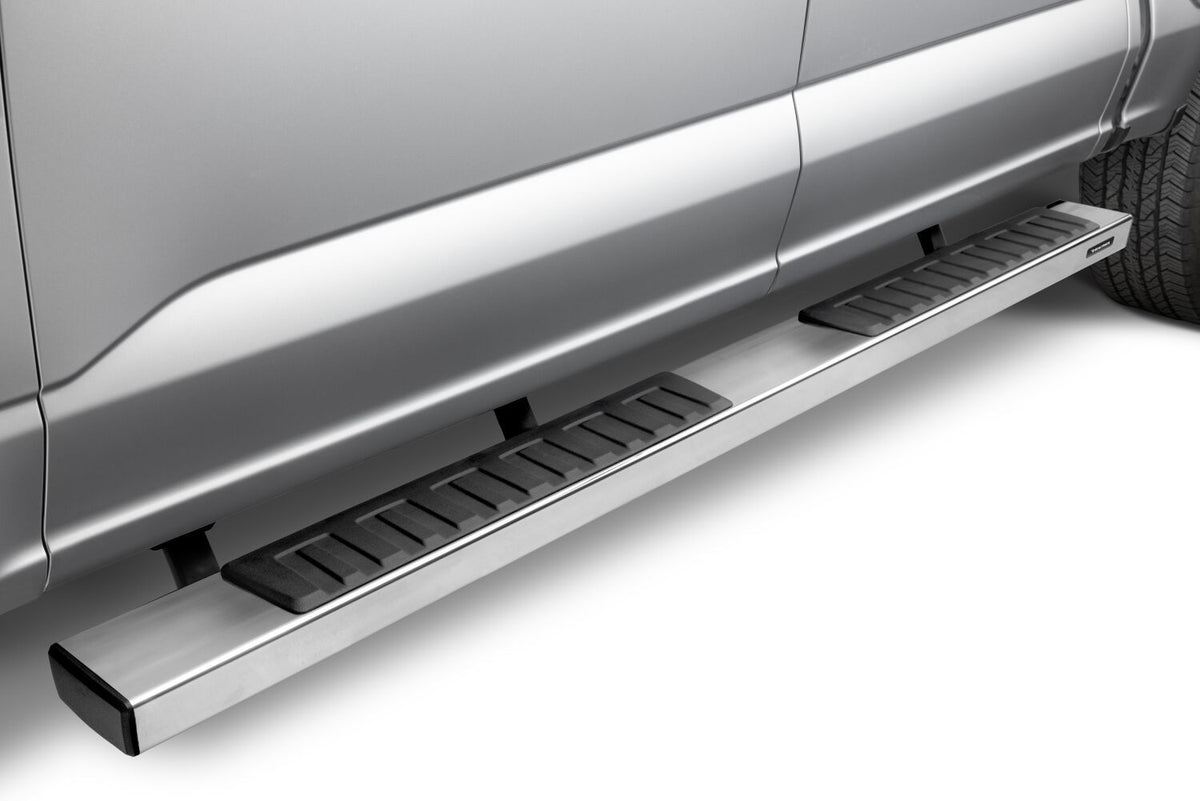 6 Inch OE Xtreme II SideSteps With Mounting Bracket Kit Polished Stainless Steel 2015-2026 Ford F-150/ F-250/F-350 Crew Cab Go Rhino