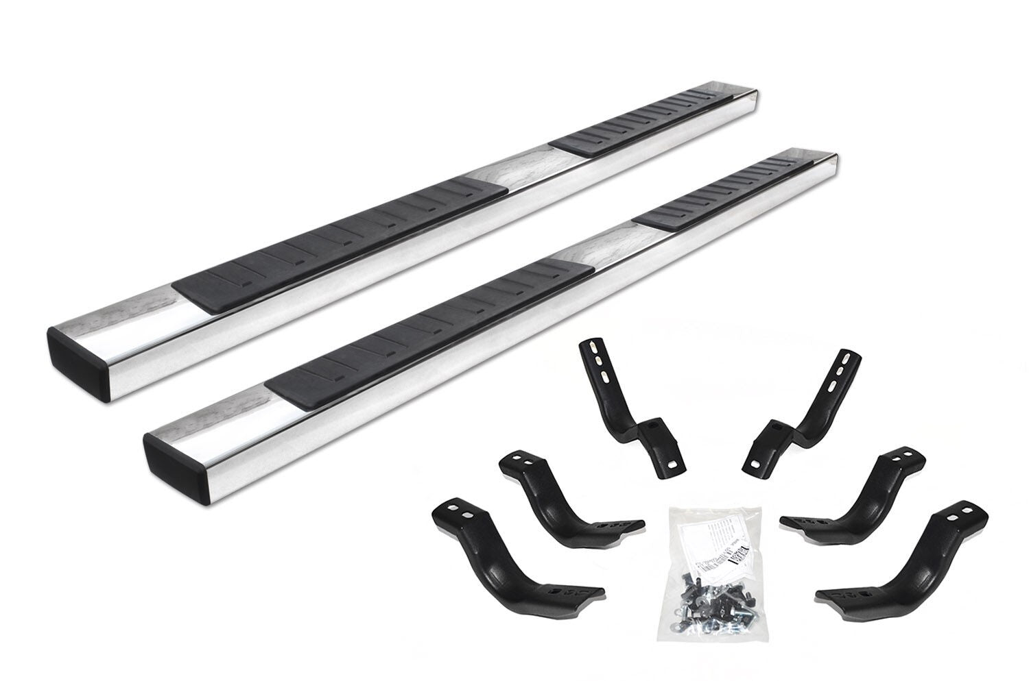 6 Inch OE Xtreme II SideSteps With Mounting Bracket Kit Polished Stainless Steel 2015-2018 Ram 1500 Go Rhino