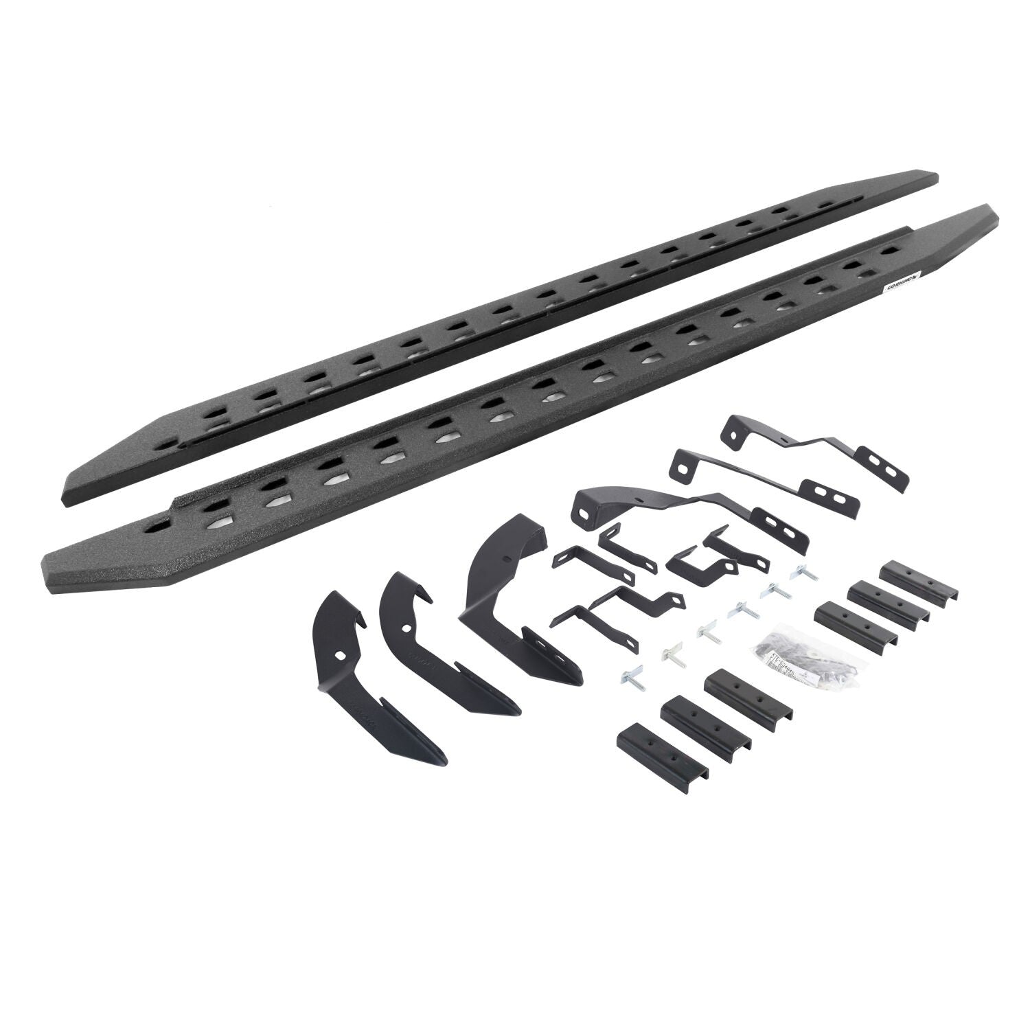 RB20 Slim Line Running Boards With Mounting Brackets Protective Bedliner Coating 2015-2018 Silverado/Sierra 2500 HD/3500 HD Extended Cab Diesel Go Rhino