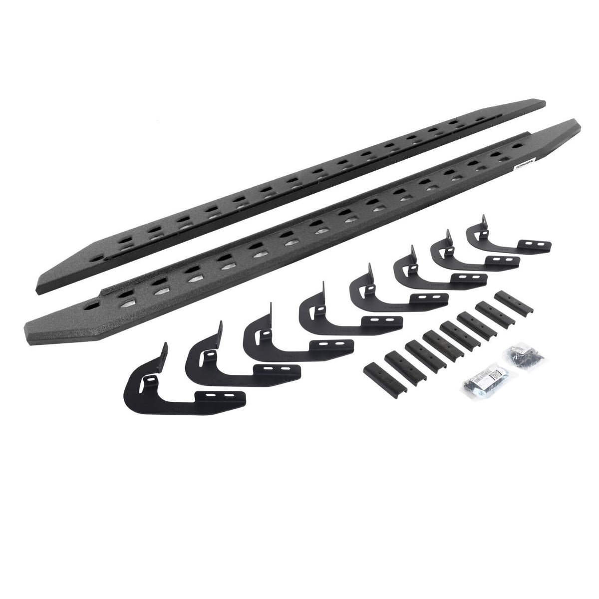 RB20 Slim Line Running Boards With Mounting Brackets Protective Bedliner Coating 2014-2018 Silverado/Sierra 1500/2500 HD Go Rhino