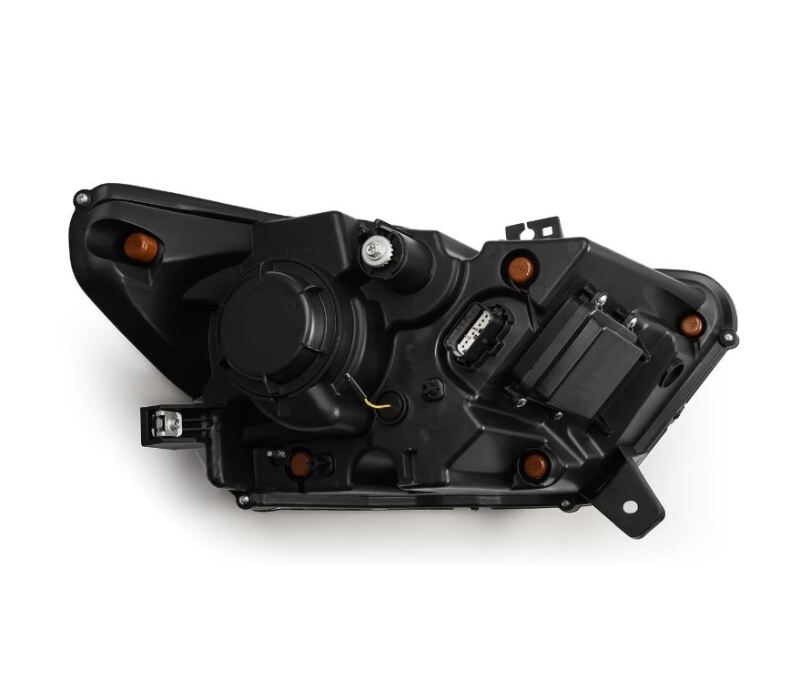 AlphaRex NOVA LED projector headlights for 15-17 Ford Mustang in alpha black with sequential signals and switchable DRL.