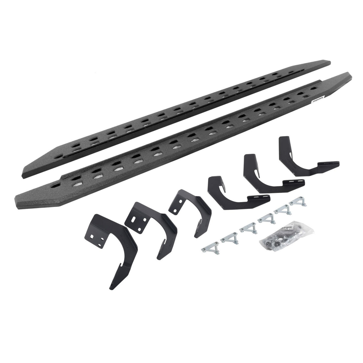 RB10 Slim Line Running Boards With Mounting Brackets Protective Bedliner Coating 2015-2018 Ram 1500 Extended Cab Go Rhino