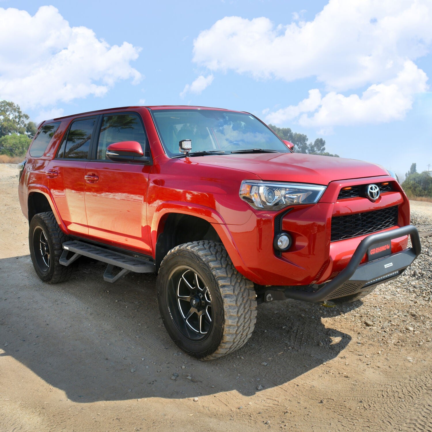 RB20 Running Boards With Mounting Brackets & 2 Pairs of Drop Steps Kit Protective Bedliner Coating 2014-2024 Toyota 4Runner Go Rhino