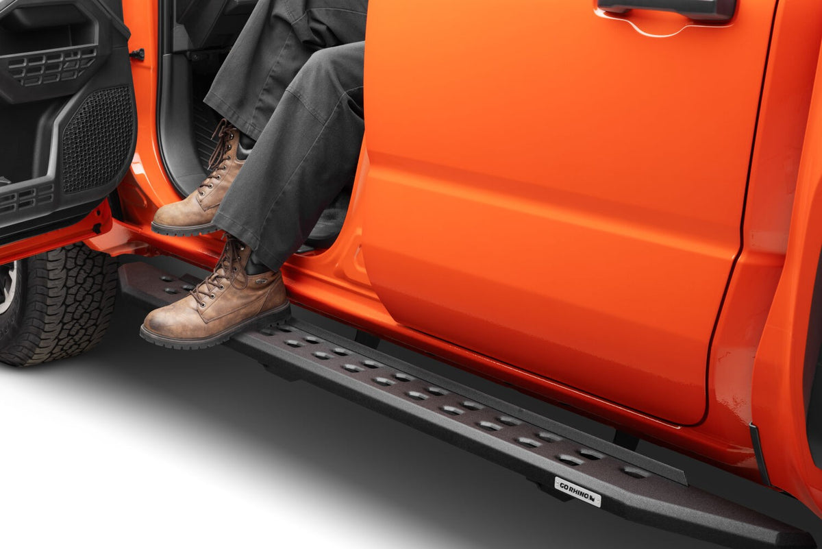 RB20 SlimLine Running Boards W/Brackets Kit Textured Black 2024-2026 Toyota Tacoma Extended Cab Go Rhino