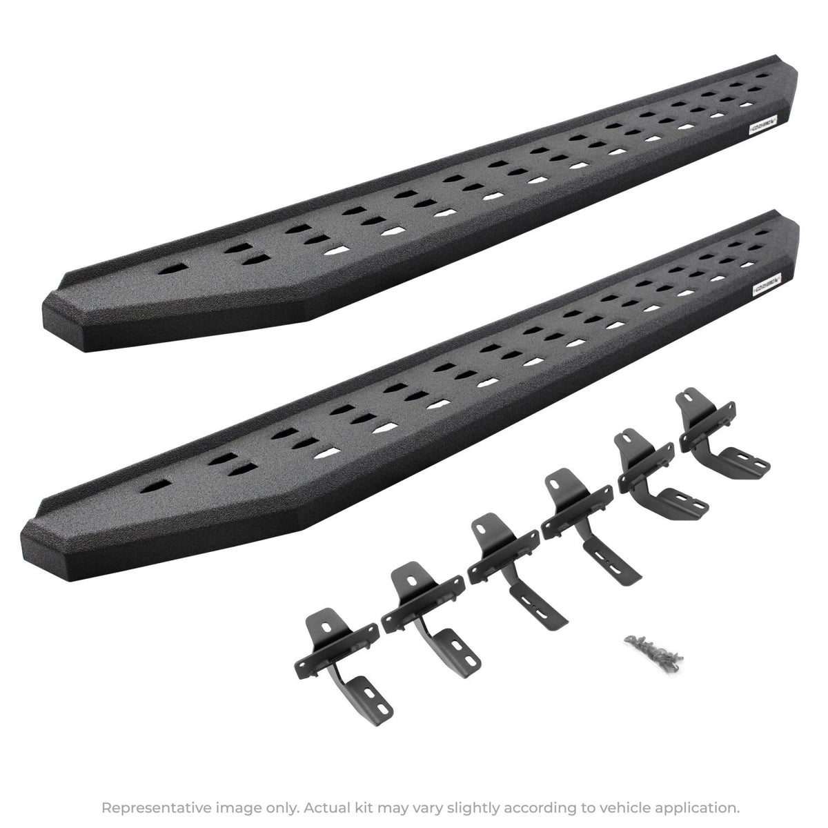 RB20 Running Boards With Mounting Brackets Protective Bedliner Coating For 2007-2018 Jeep Wrangler JK 4 Door Go Rhino