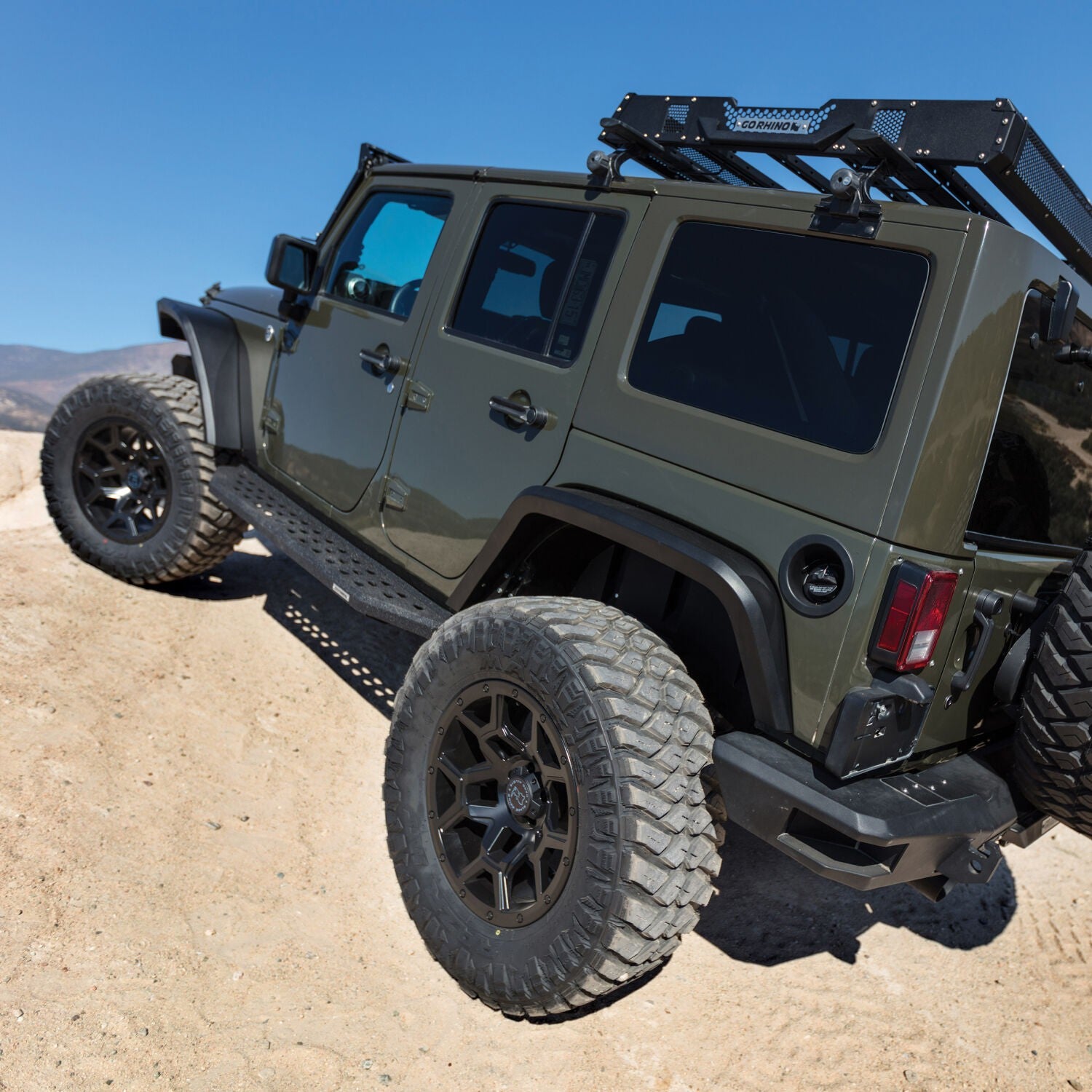 RB20 Running Boards With Mounting Brackets Protective Bedliner Coating For 2007-2018 Jeep Wrangler JK 2 Door Go Rhino