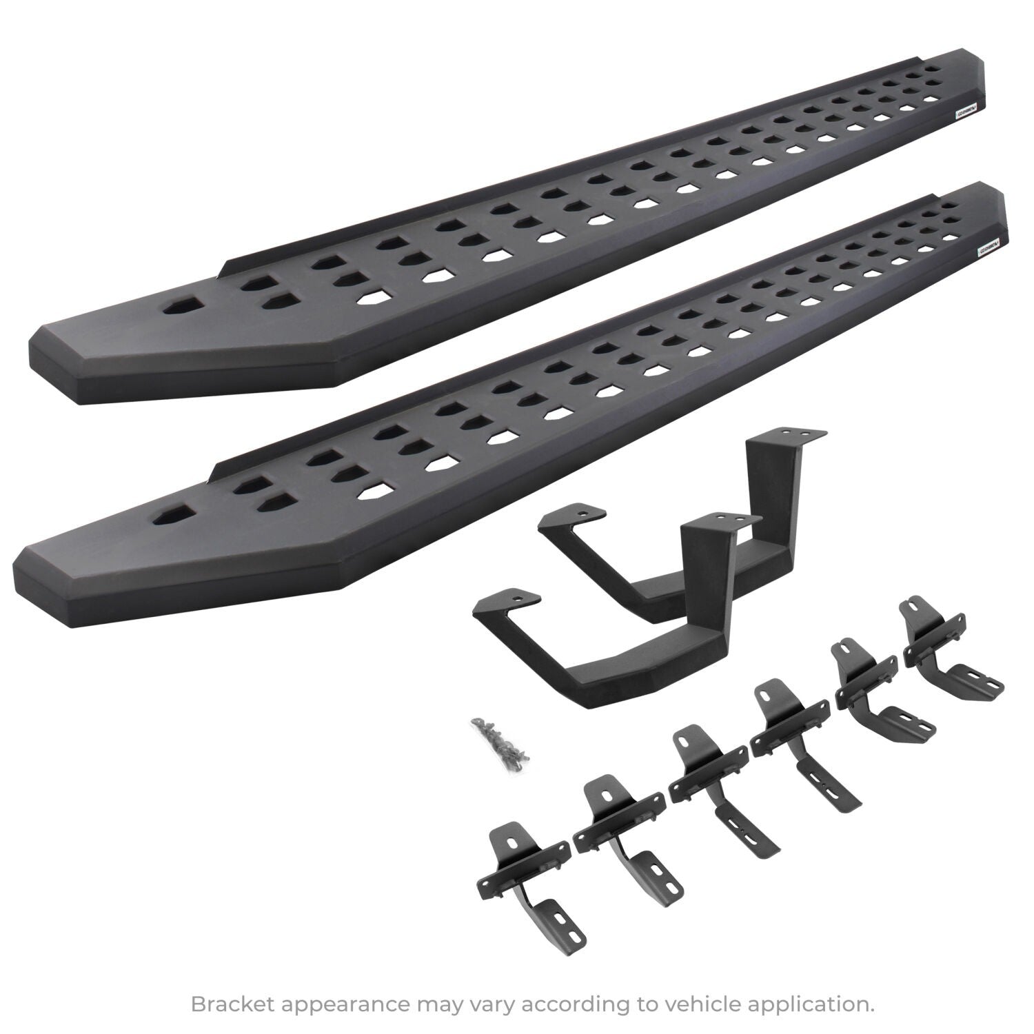 RB20 Running Boards With Mounting Brackets & 1 Pair of Drop Steps Kit Textured Black For 2018-2025 Jeep Wrangler JL Go Rhino