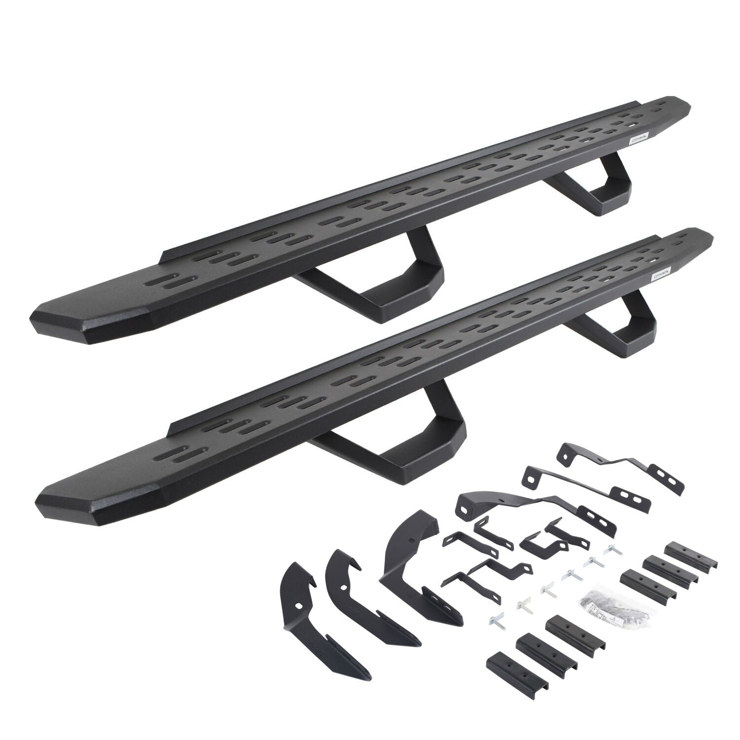 RB30 Running Boards with Mounting Brackets & 2 Pairs of Drops Steps Kit Textured Black 2015-2018 Silverado/Sierra 2500 HD/3500 HD Go Rhino