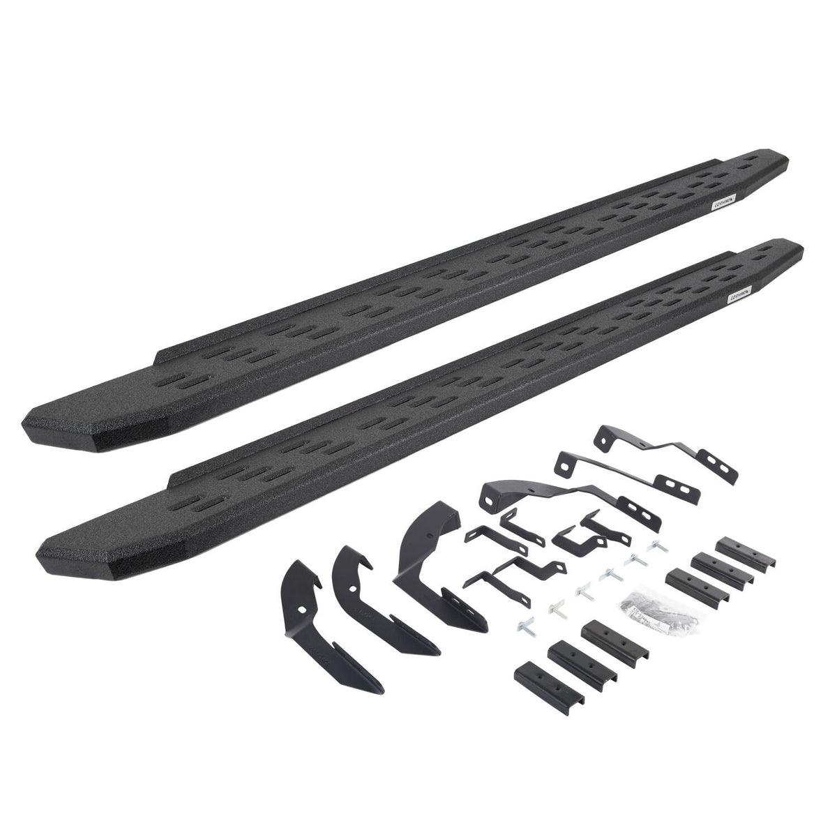 RB30 Running Boards with Mounting Bracket Kit Protective Bedliner Coating 2015-2018 Silverado/Sierra 2500 HD/3500 HD Go Rhino