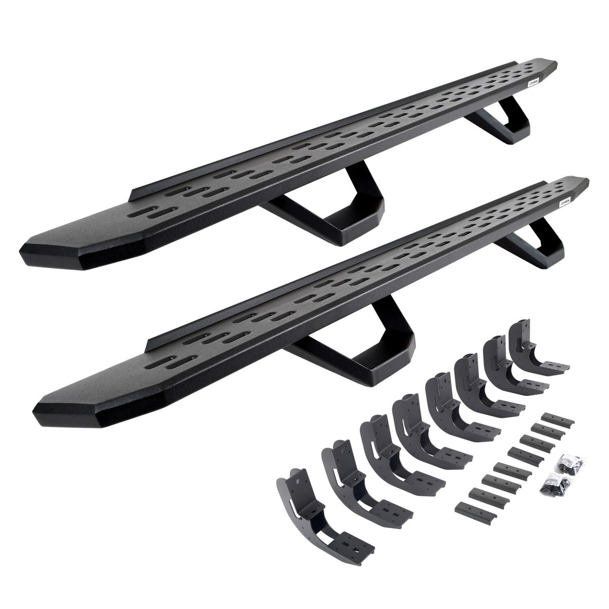 RB30 Running Boards with Mounting Brackets & 2 Pairs of Drops Steps Kit Textured Black 2019-2026 Silverado/Sierra 1500/2500 HD Go Rhino