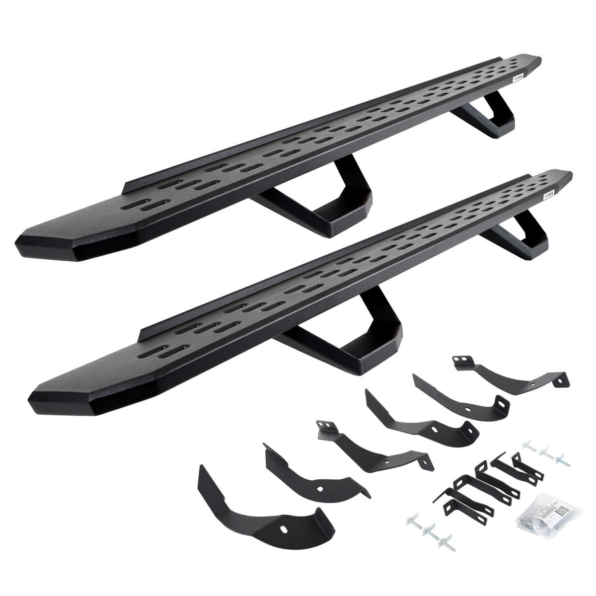 RB30 Running Boards with Mounting Brackets & 2 Pairs of Drops Steps Kit Textured Black 2015-2019 Silverado/Sierra 2500 HD Go Rhino