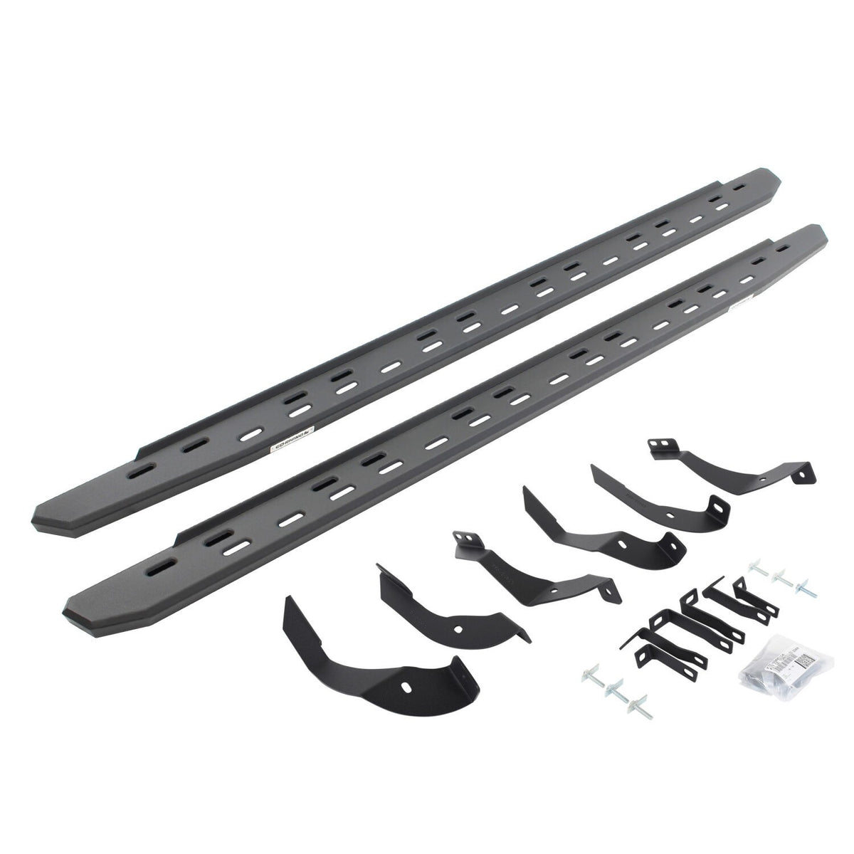 RB30 Slim Line Running Boards with Mounting Bracket Kit Textured Black 2015-2019 Silverado/Sierra 2500 HD Go Rhino