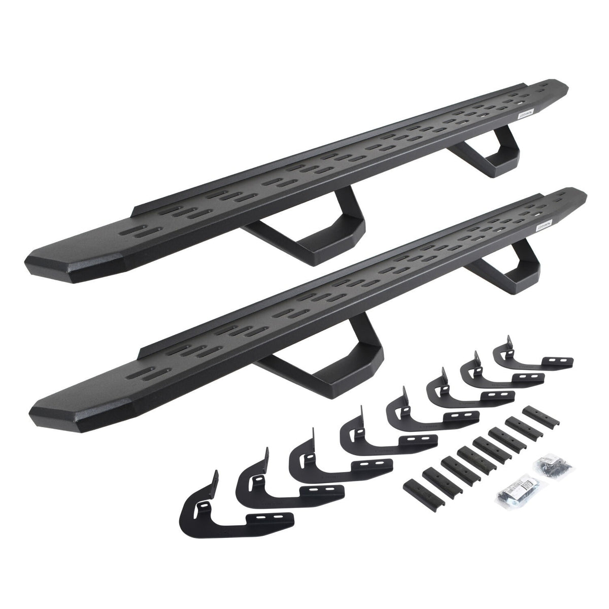 RB30 Running Boards with Mounting Brackets & 2 Pairs of Drops Steps Kit Textured Black 2014-2018 Silverado/Sierra 1500 2015-2018 Silverado/Sierra 2500 HD/3500 HD Go Rhino